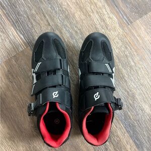 Peloton Black Cycling Shoes with Red Lining